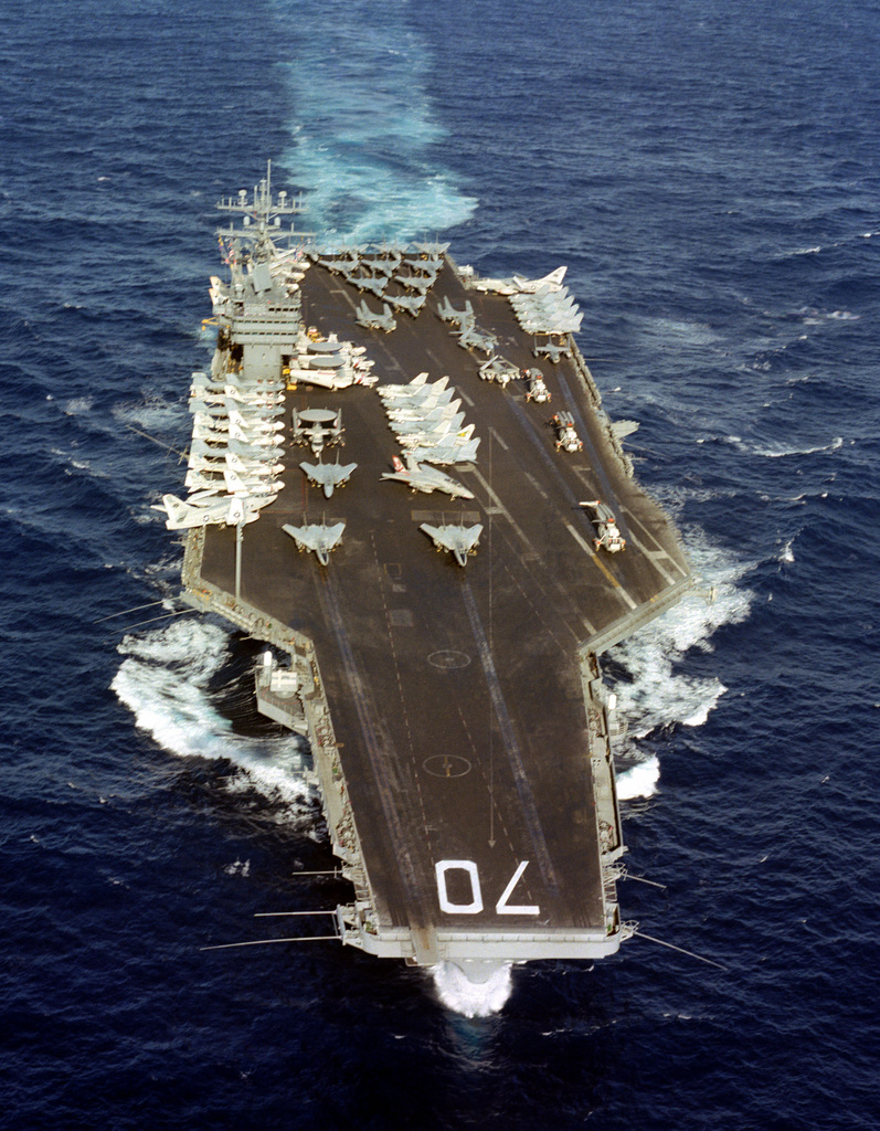 An Aerial Bow View Of The Nuclear Powered Aircraft Carrier Uss Carl