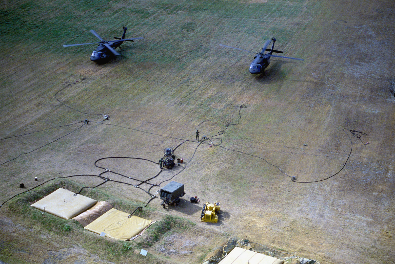 Aerial View Of Two Uh Black Hawk Helicopters In The Helicopter