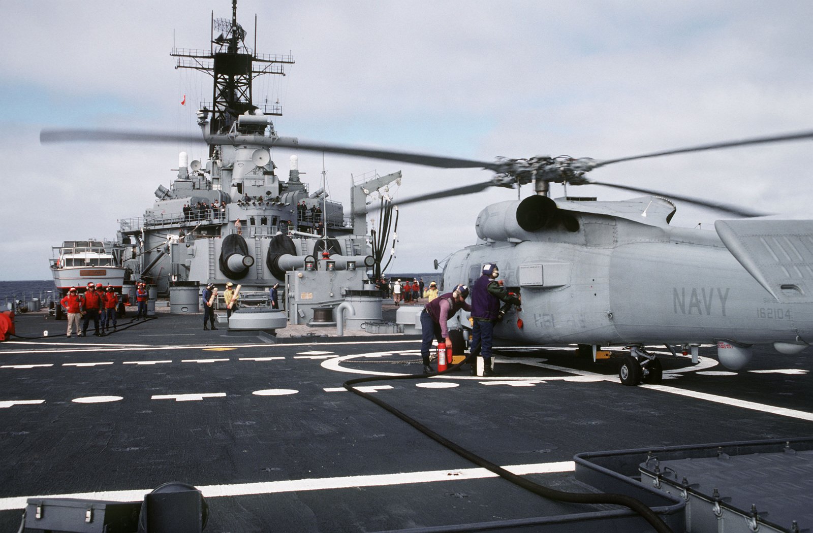 Aviation Refueling Crewmen Refuel An Sh B Sea Hawk Helicopter Aboard