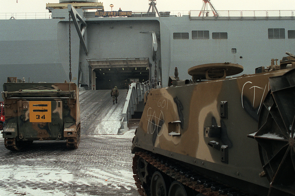 An M Command Post Vehicle And An M Mortar Carrier Foreground