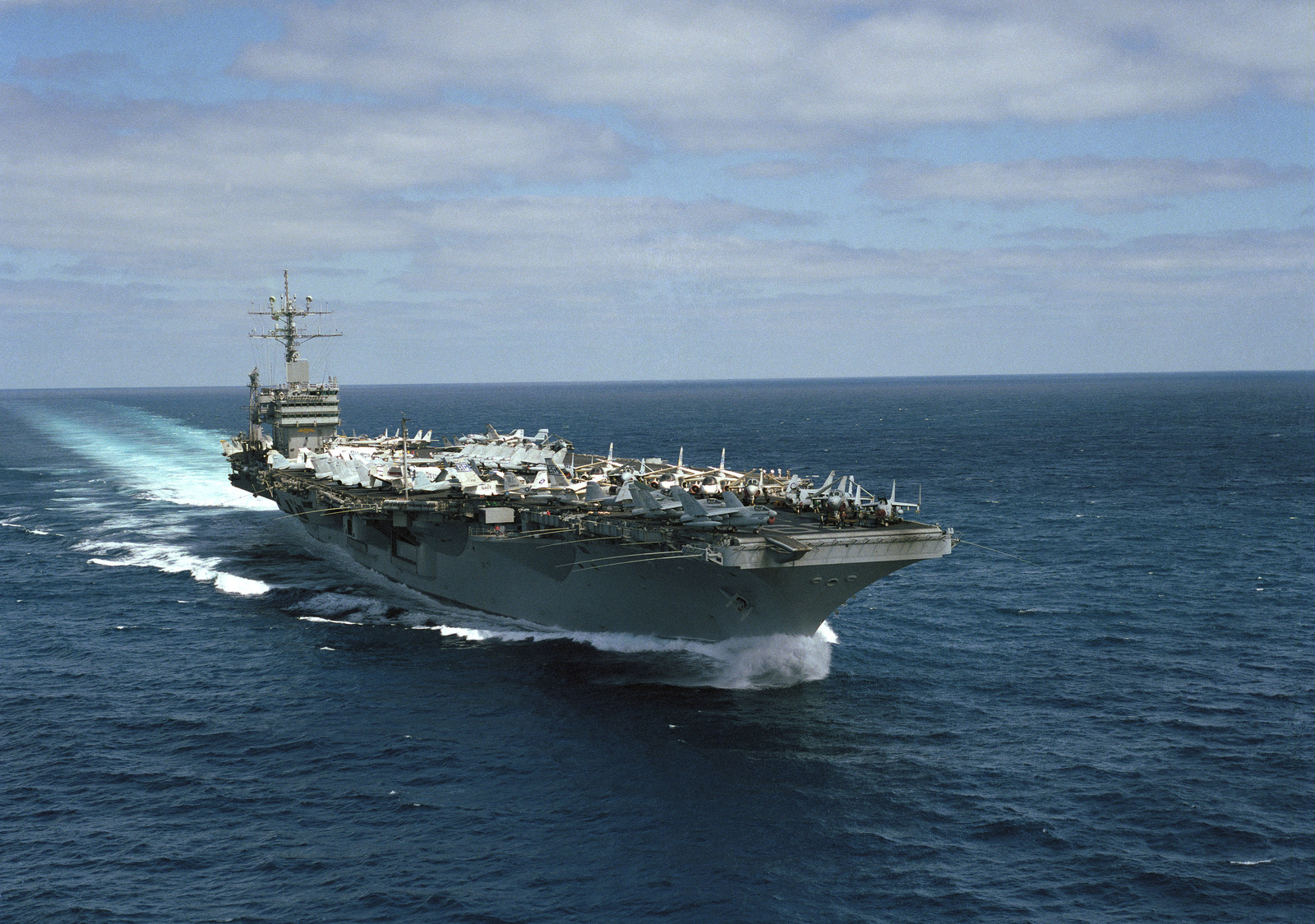 A Starboard Bow View Of The Nuclear Powered Aircraft Carrier USS DWIGHT