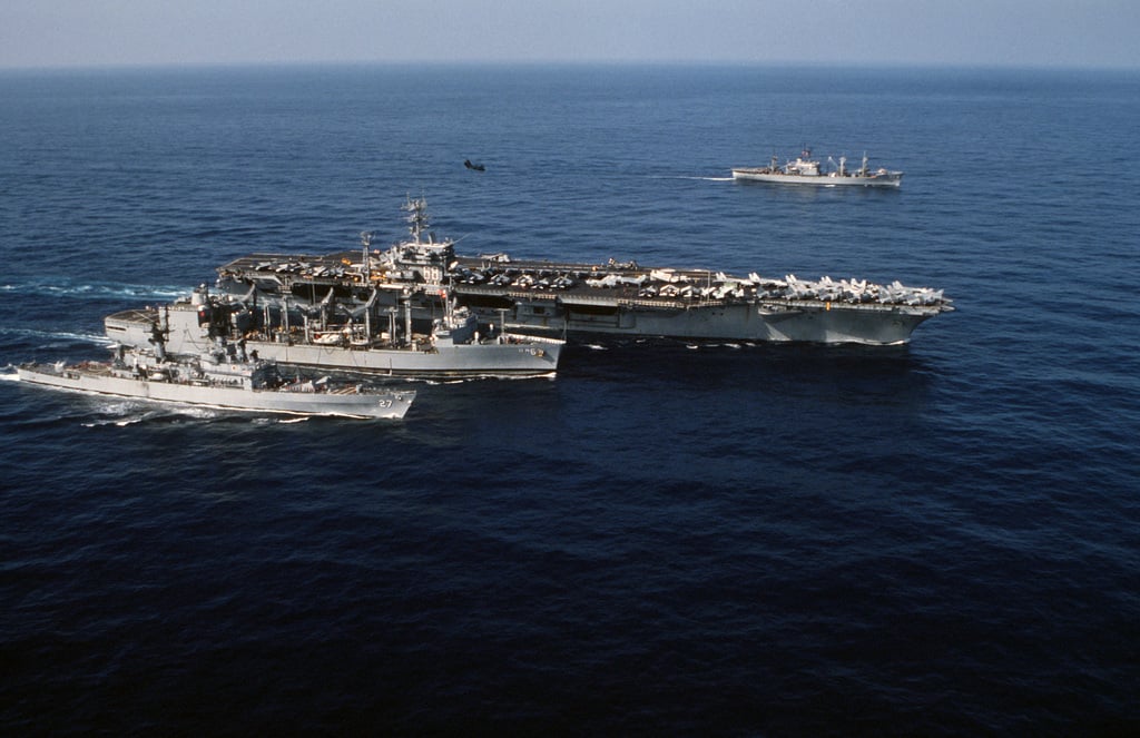 An Aerial Starboard Bow View Of The Nuclear Powered Aircraft Carrier