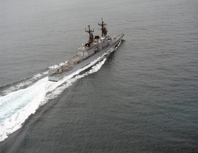 Stern Starboard Side View Of The Us Navy Usn Spruance Class Destroyer