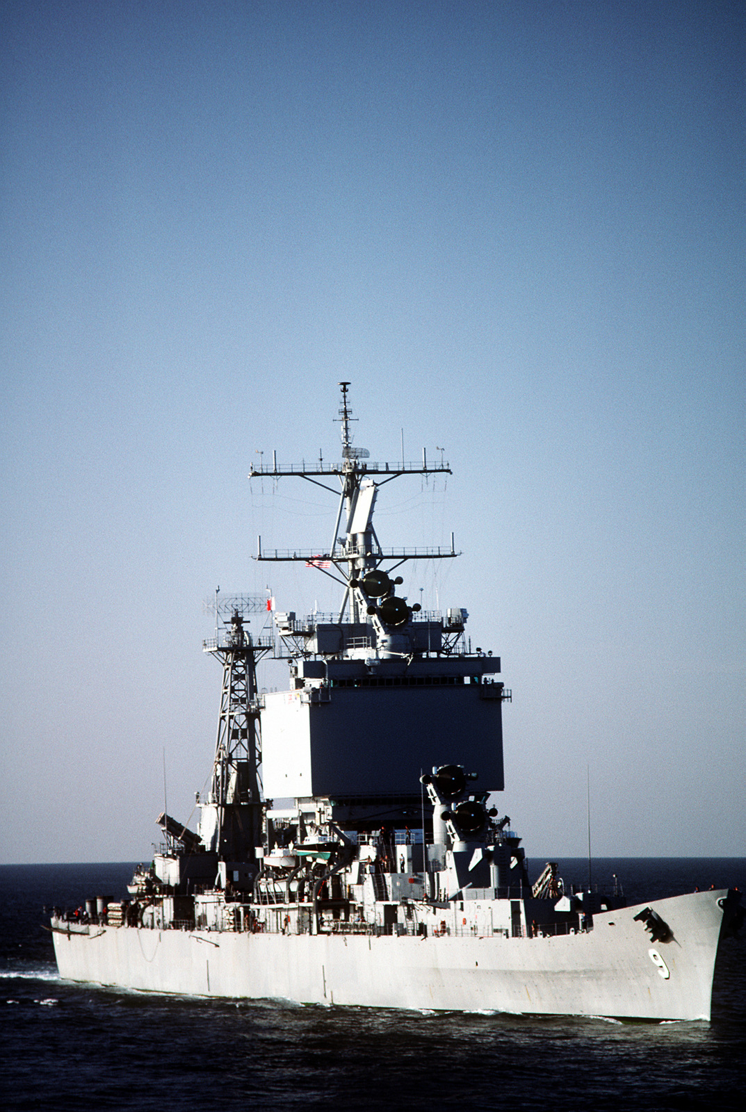 A Starboard Bow View Of The Nuclear Powered Guided Missile Cruiser USS