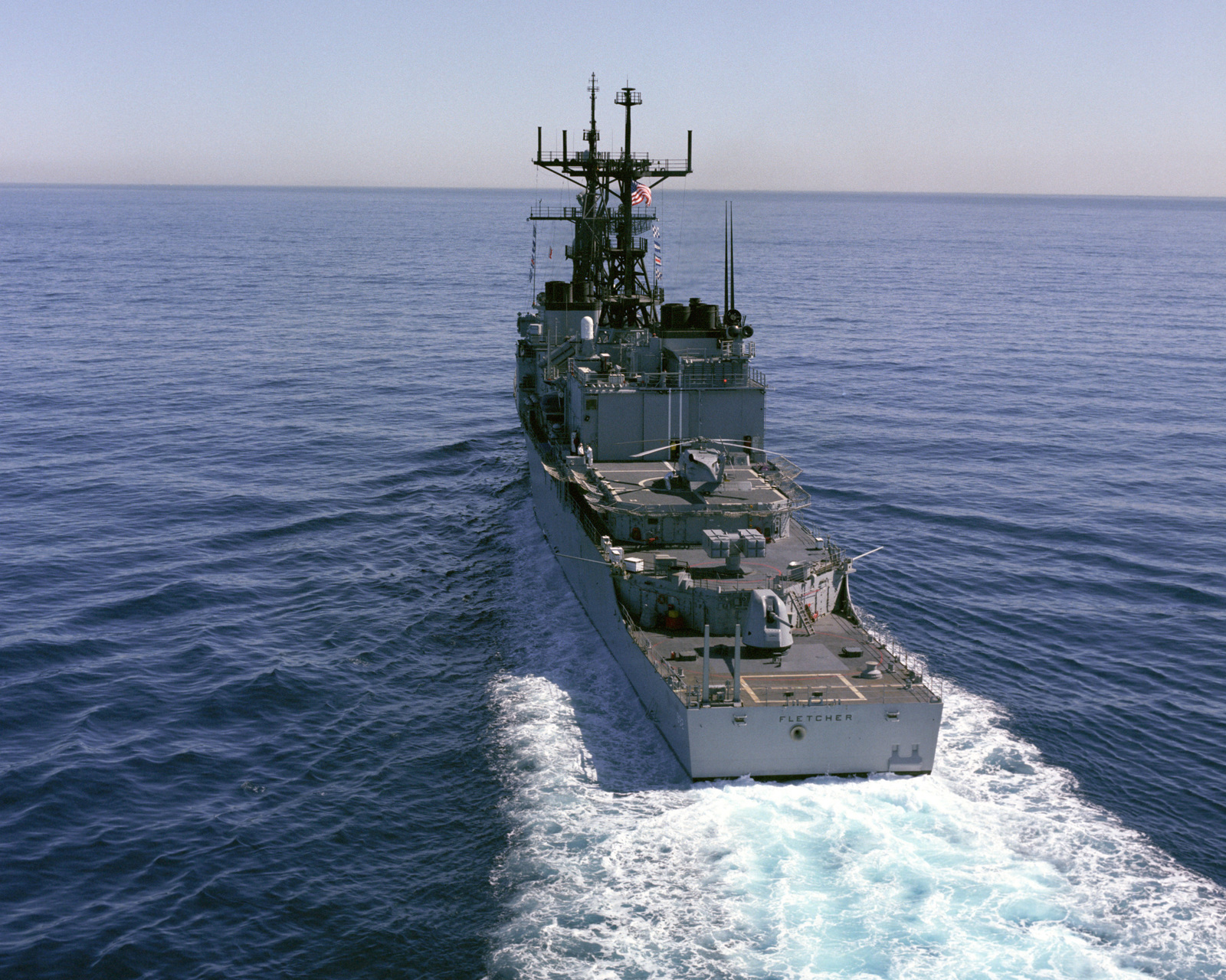 An Aerial Stern View Of The US Navy USN Spruance Class Destroyer USS