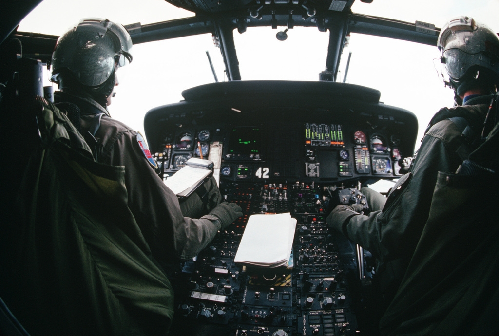 An Interior View Of The Cockpit Of Sh B Sea Hawk Helicopter During