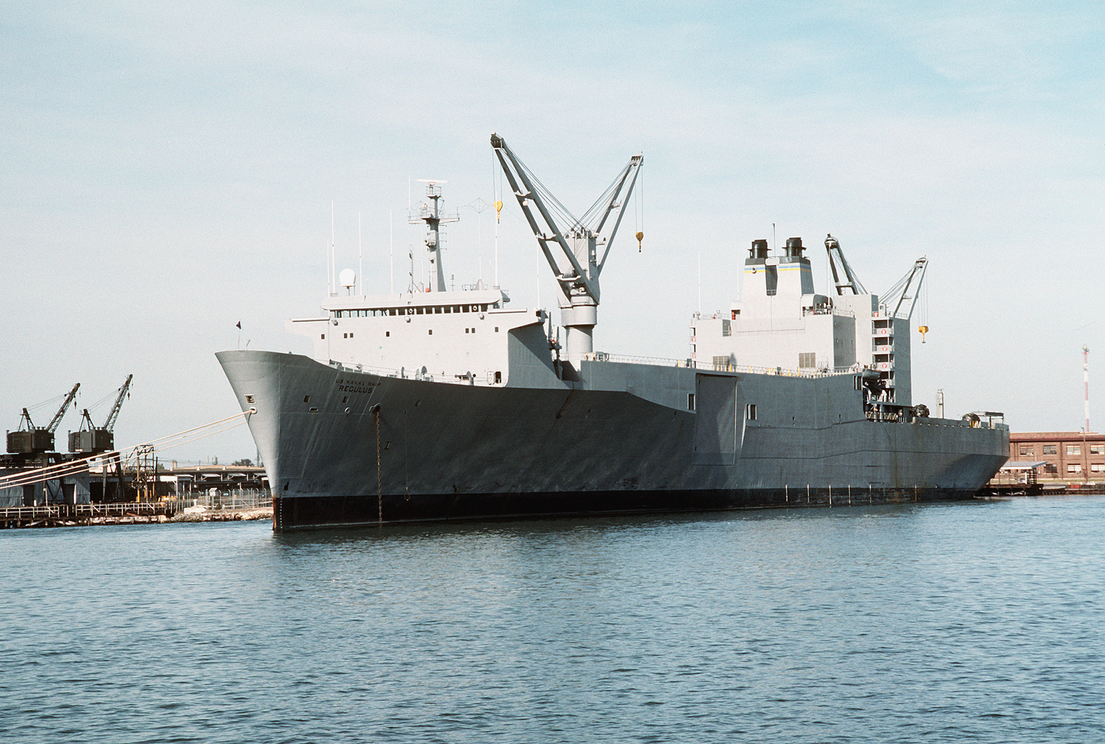 A Port Bow View Of The Military Sealift Command Vehicle Cargo Ship USNS