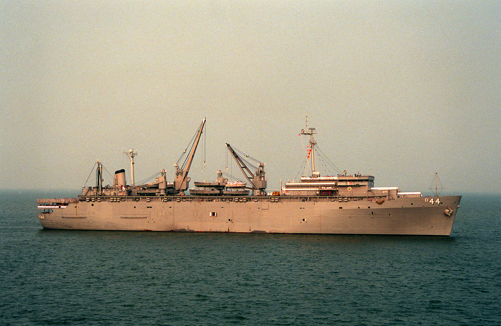 A Starboard Beam View Of The Destroyer Tender USS SHENANDOAH AD 44