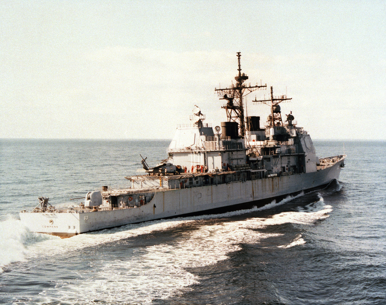 A Starboard Quarter View Of The Guided Missile Cruiser USS COWPENS CG