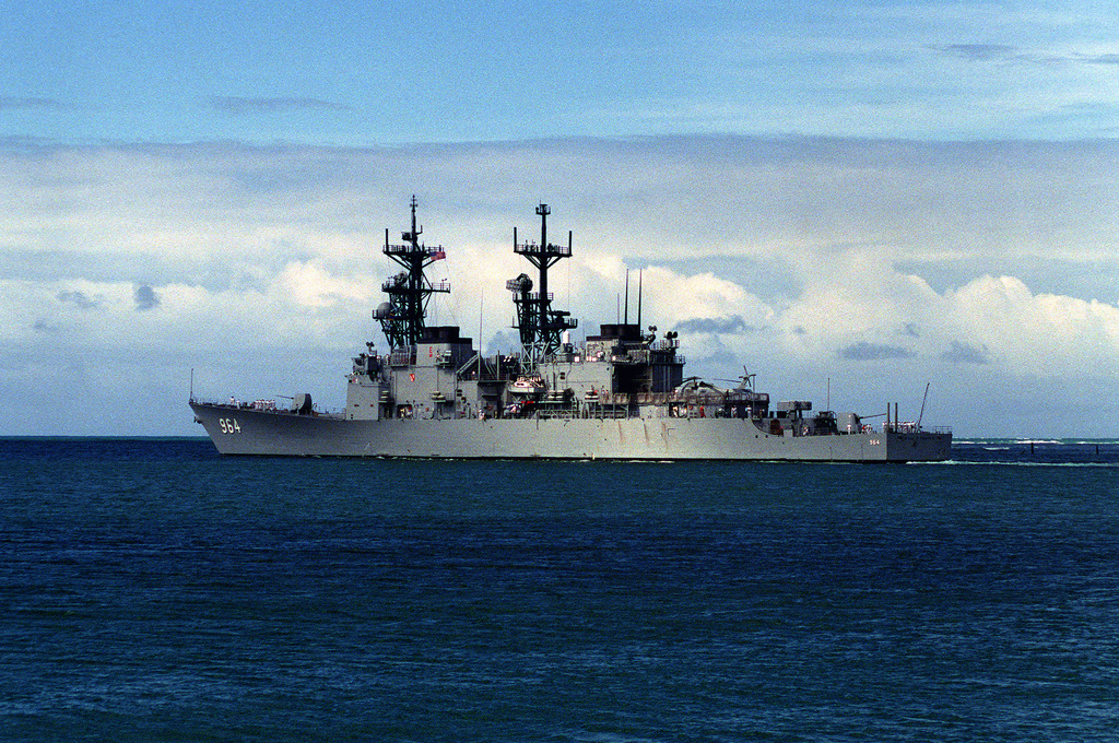 A Port View Of The Destroyer Uss Paul F Foster Dd Underway Off