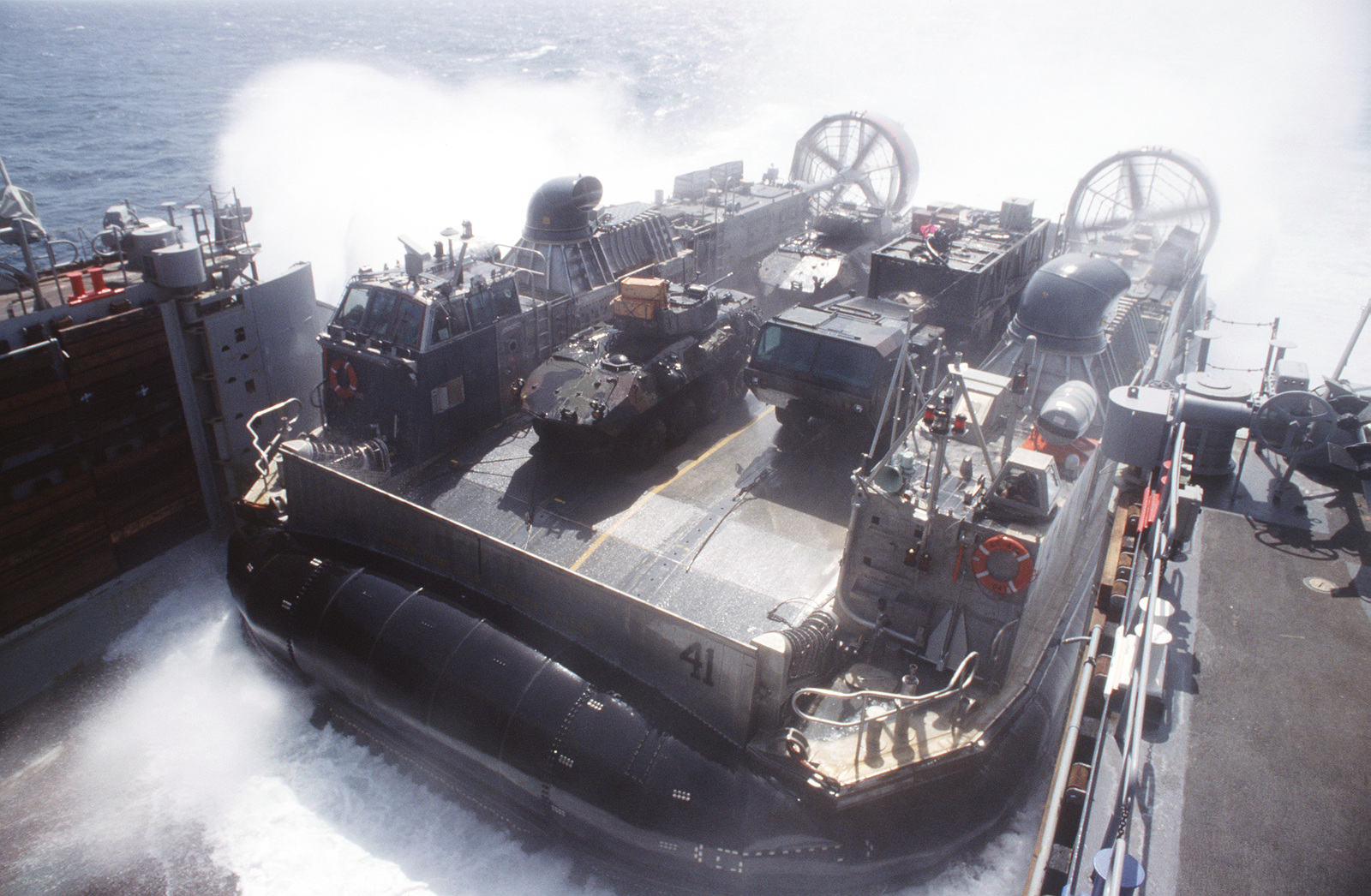 A U S Navy Landing Craft Air Cushion LCAC Returns To The USS