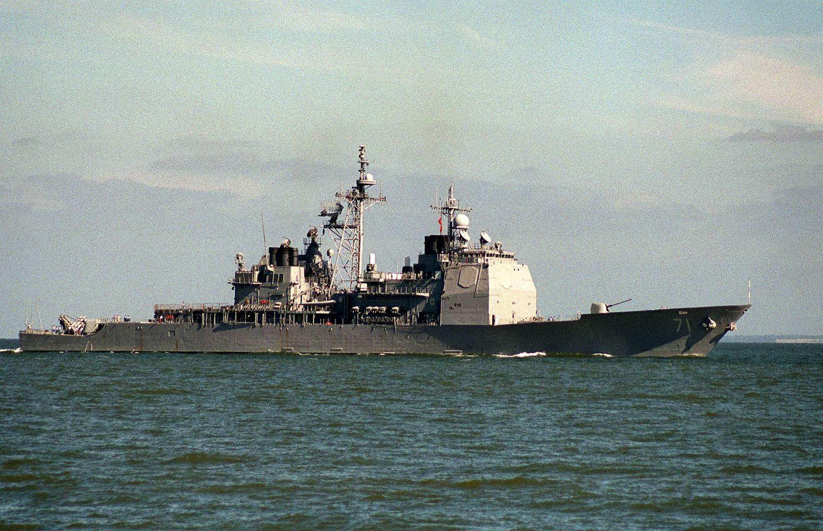 A Starboard Side View Of The Guided Missile Cruiser Uss Cape St George