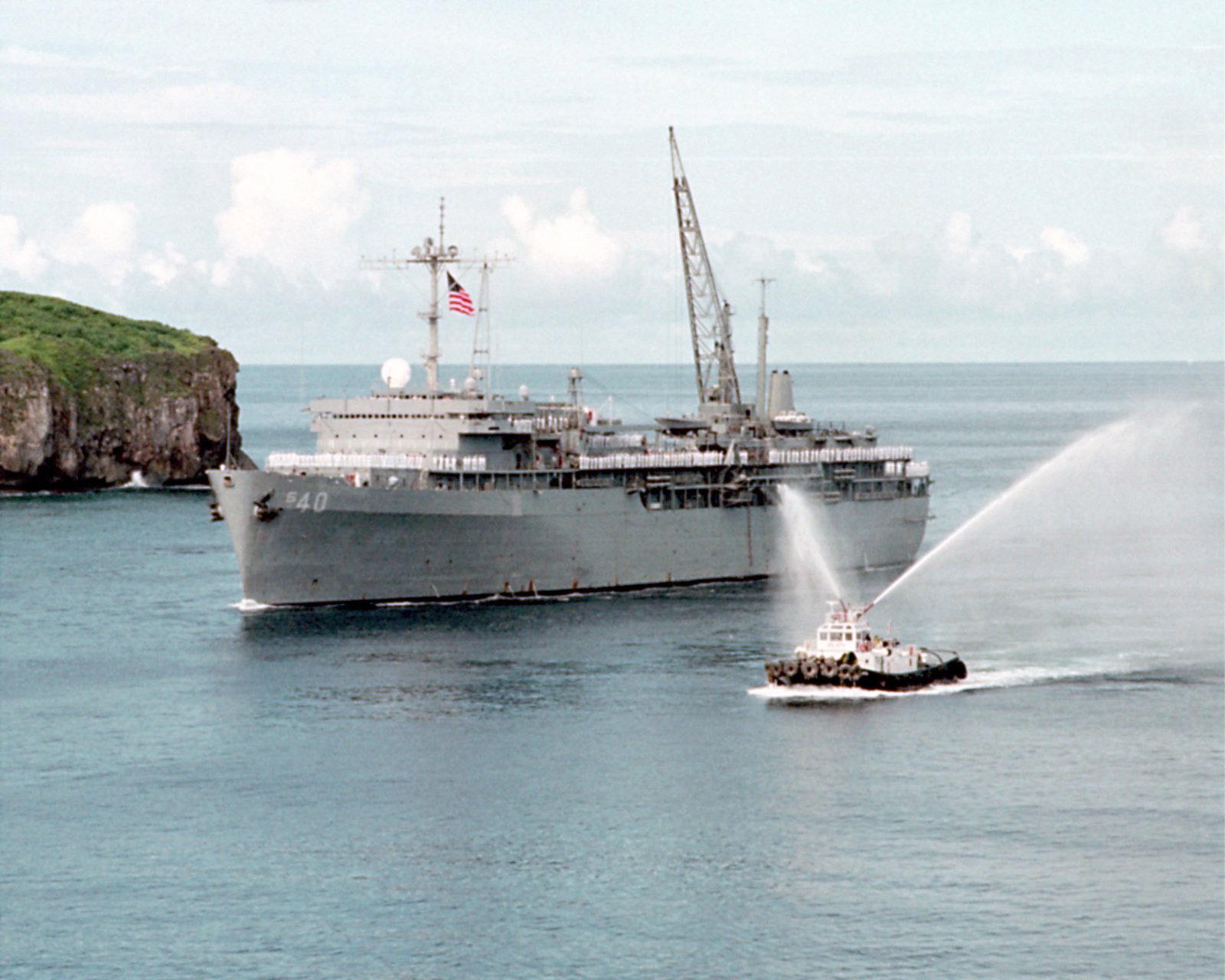 A Port Bow View Of The Submarine Tender Uss Frank Cable As