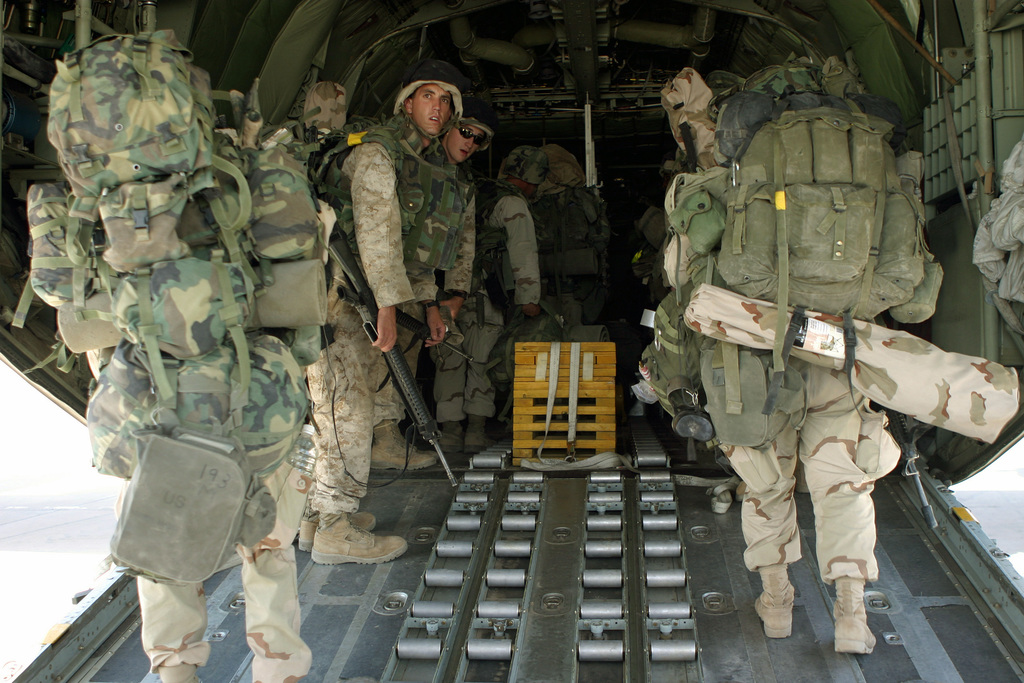 Armed US Marine Corps USMC Marines Assigned To Lima Company 3rd