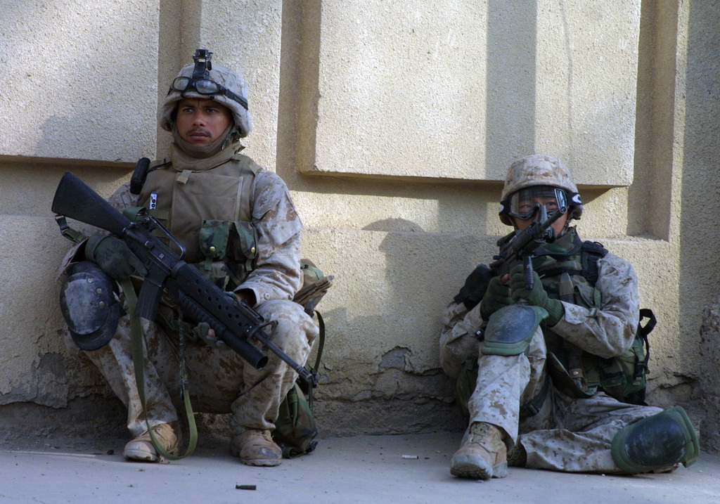 Two US Marine Corps USMC Marines Assigned To Bravo Company 1ST