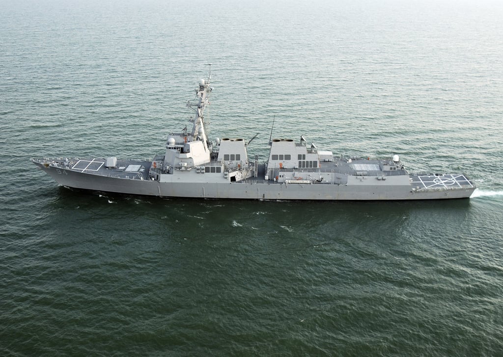 Aerial Port Side View Of The Us Navy Usn Arleigh Burke Class Flight