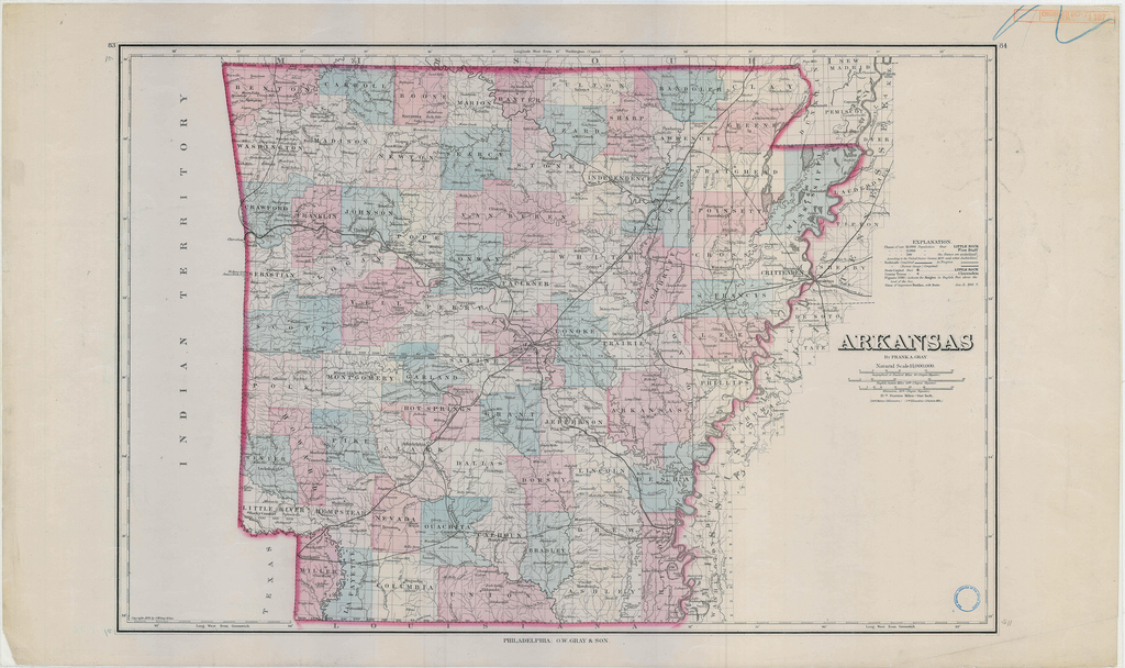 1854, Arkansas State Map, Arkansas, United States' Giclee Print