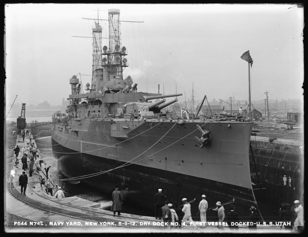 Dry Dock No. 4, First Vessel Docked - U.S.S. Utah - NARA & DVIDS Public ...