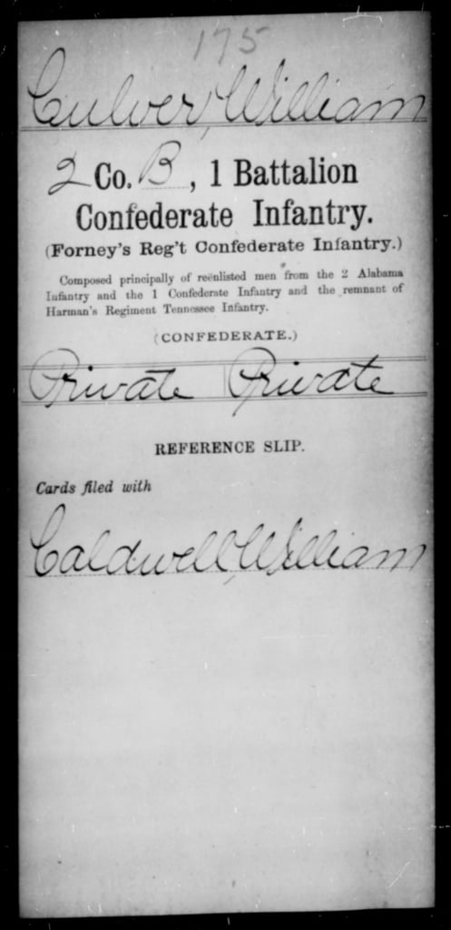 Culver, William - Age [Blank], Year: [Blank] - First Battalion ...