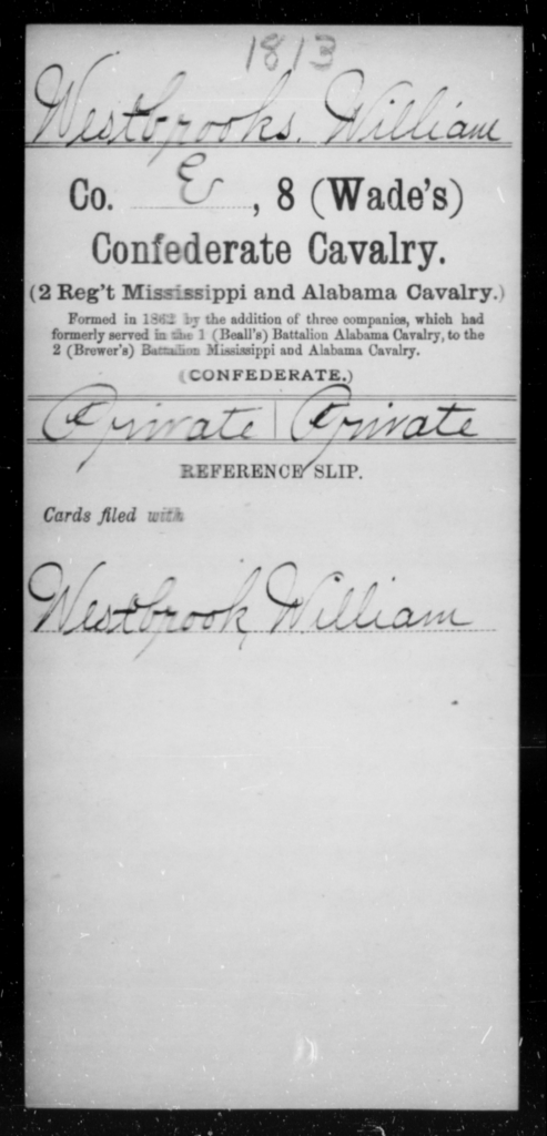 Westbrooks, William - Age [Blank], Year: [Blank] - Eighth Confederate ...