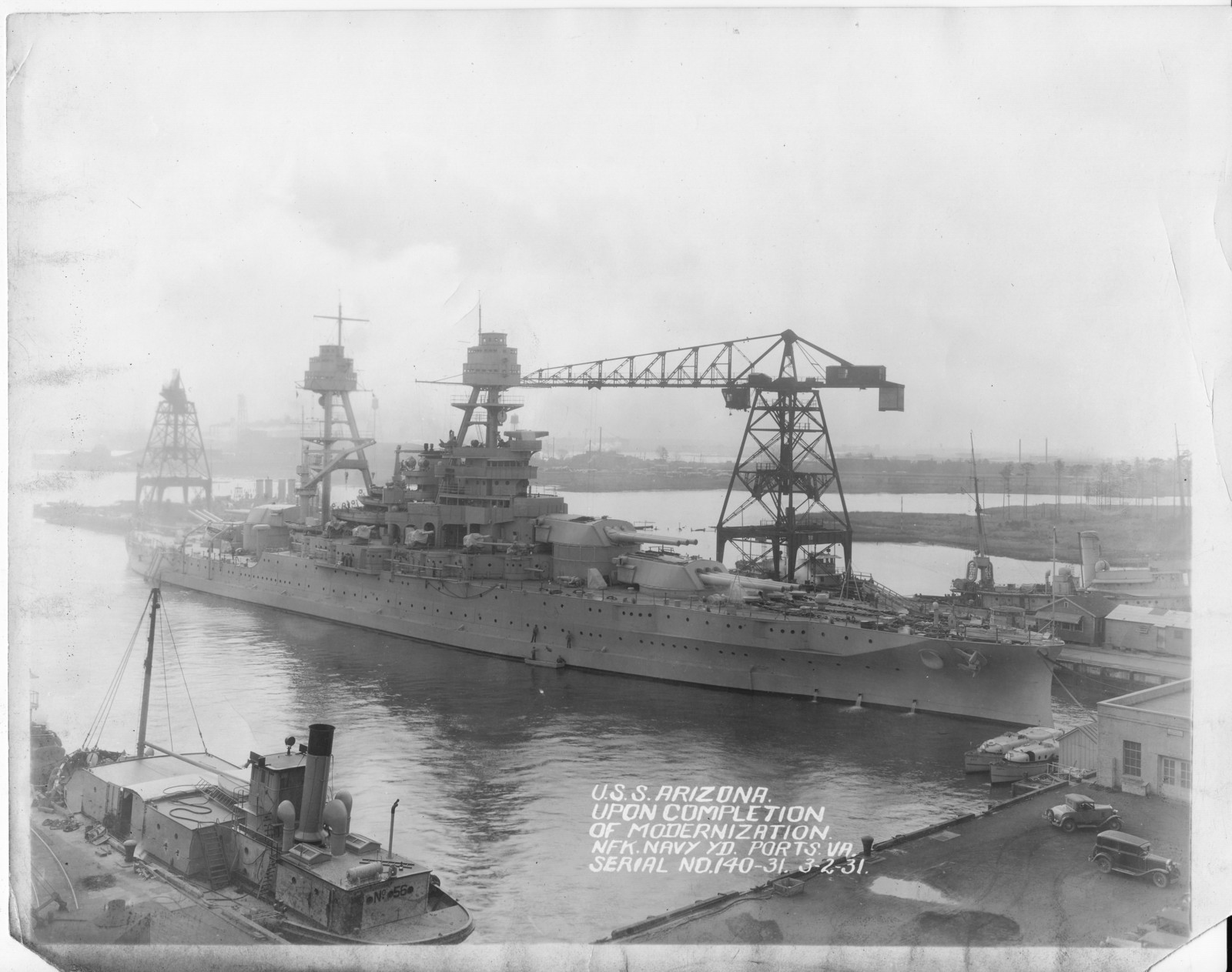 USS Arizona, Upon Completion of Modernization, Norfolk Navy Yard Ports ...