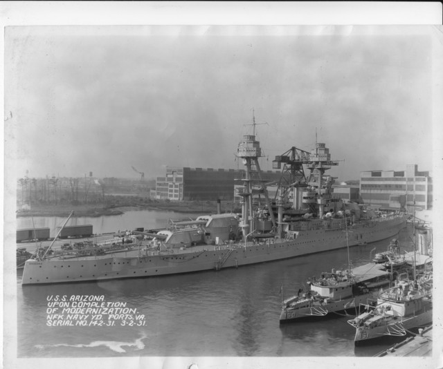 USS Arizona, Upon Completion of Modernization, Norfolk Navy Yard Ports ...