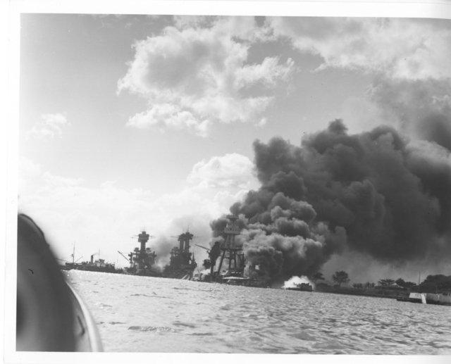 Photograph of the USS Arizona, the USS Tennessee, and the USS West ...