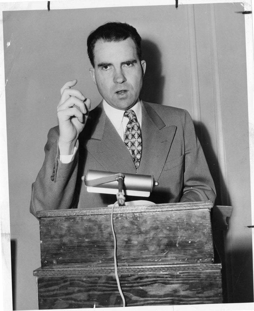 Richard Nixon stands behind a podium and speaks during his Senatorial  campaign - PICRYL - Public Domain Media Search Engine Public Domain Search