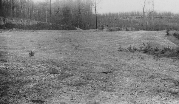 Photograph of Gully Erosion on Burr Oak Barrow Pit After Grading