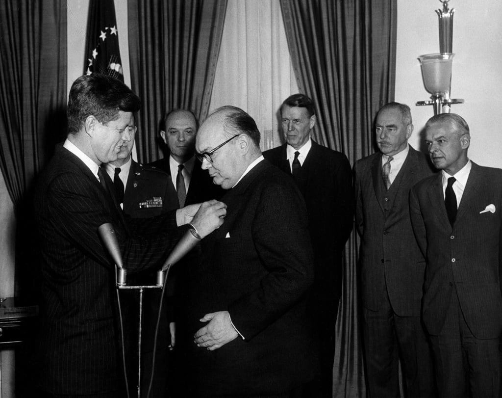 President John F. Kennedy Presents the Medal of Freedom to Secretary ...