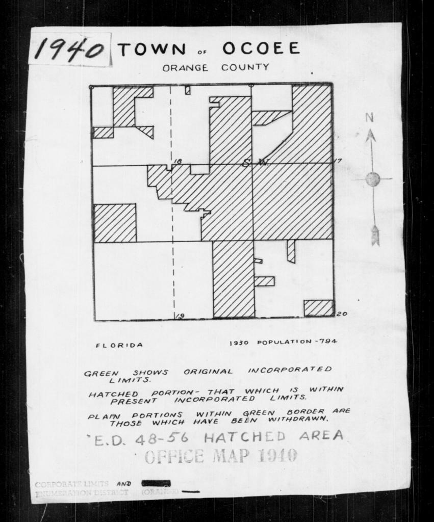 1940 Census Enumeration District Maps Florida Orange County Ocoee