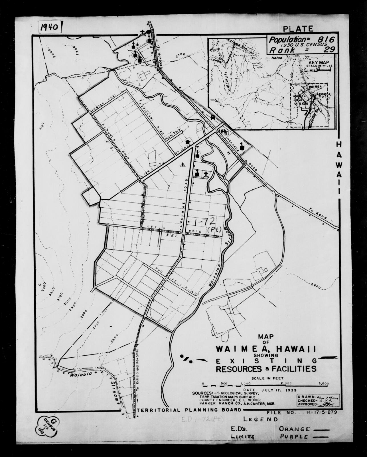 1940 Census Enumeration District Maps - Hawaii - Hawaii County - Waimea