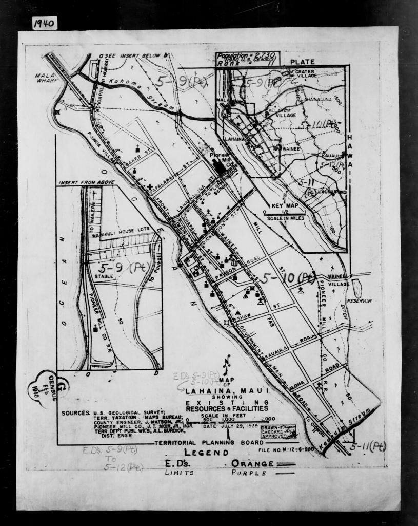 1940 Census Enumeration District Maps - Hawaii - Maui County - Lahaina