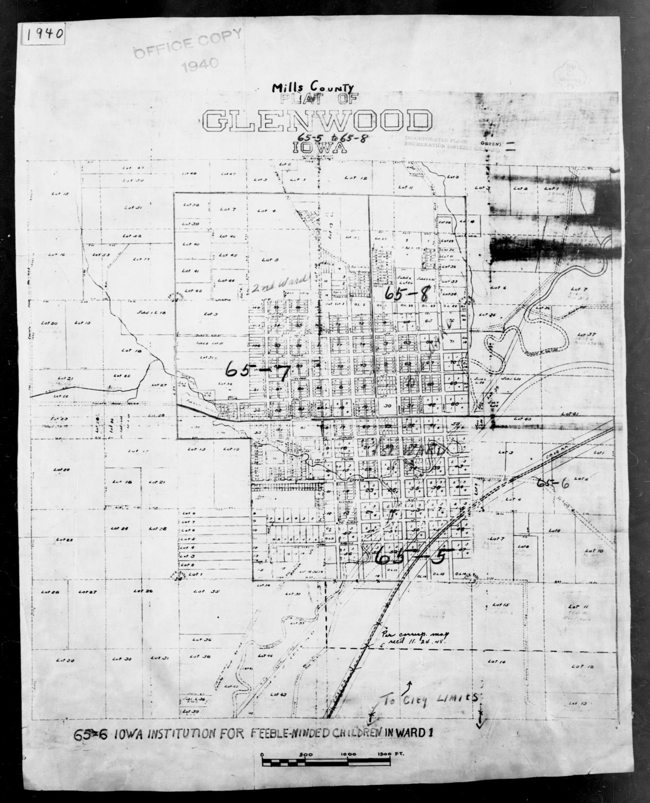 1940 Census Enumeration District Maps - Iowa - Mills County - Glenwood ...