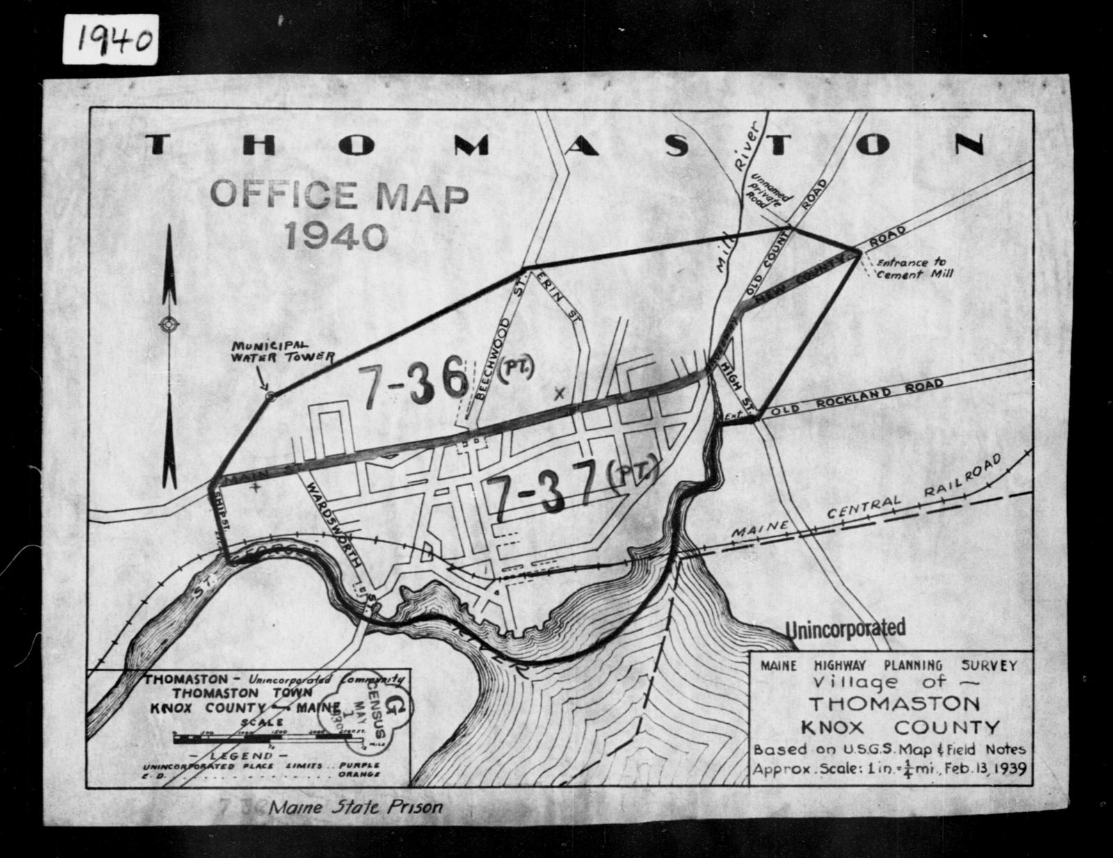 1940 Census Enumeration District Maps Maine Knox County Thomaston ED 736, ED 737, ED 7