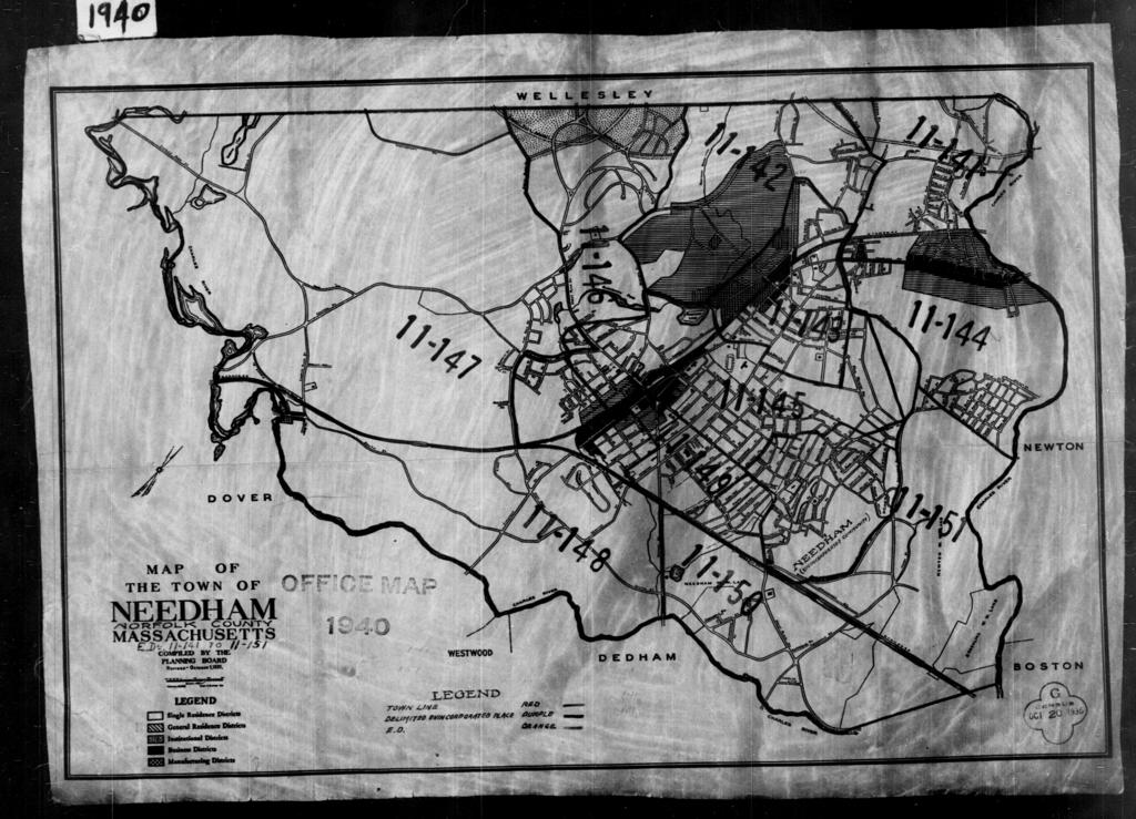 1940 Census Enumeration District Maps Massachusetts Norfolk County Needham Ed 11 141