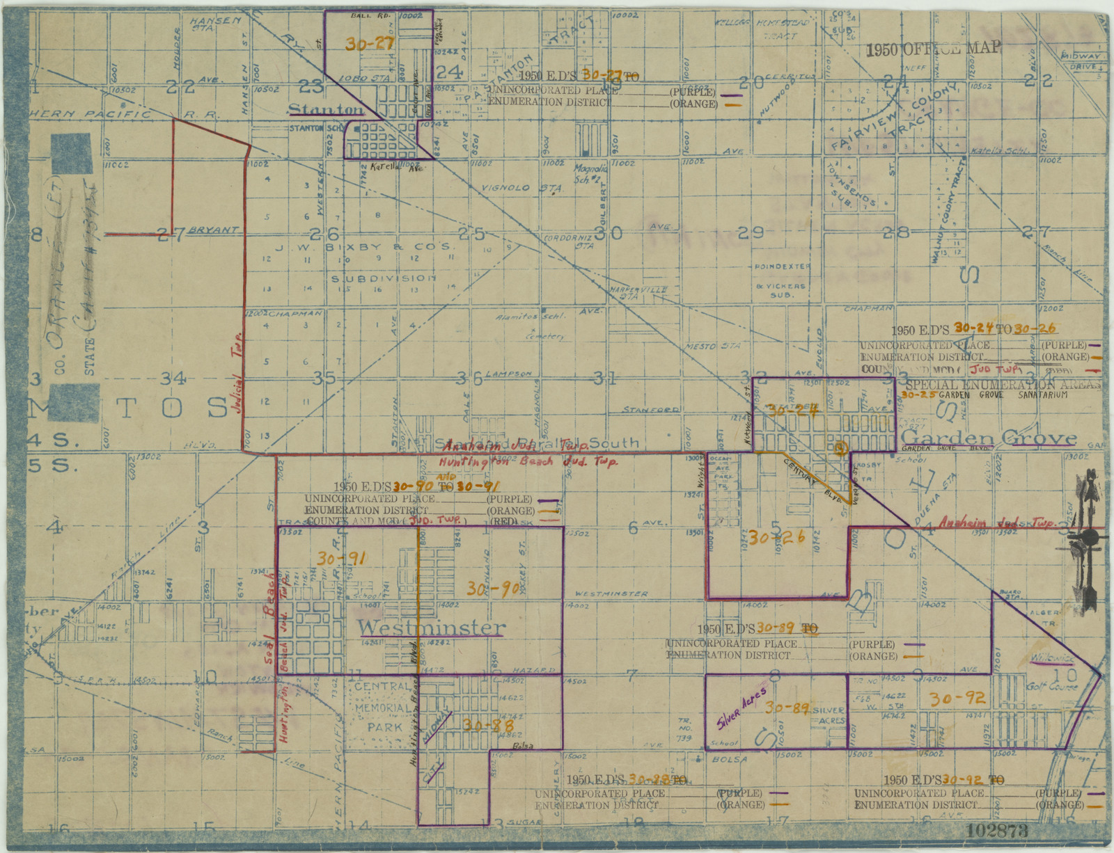 1950 Census Enumeration District Maps California Ca Orange