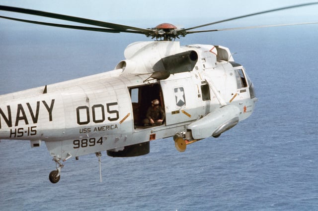 An Air-to-air Rear View Of A Helicopter Anti-submarine Squadron 15 (hs 