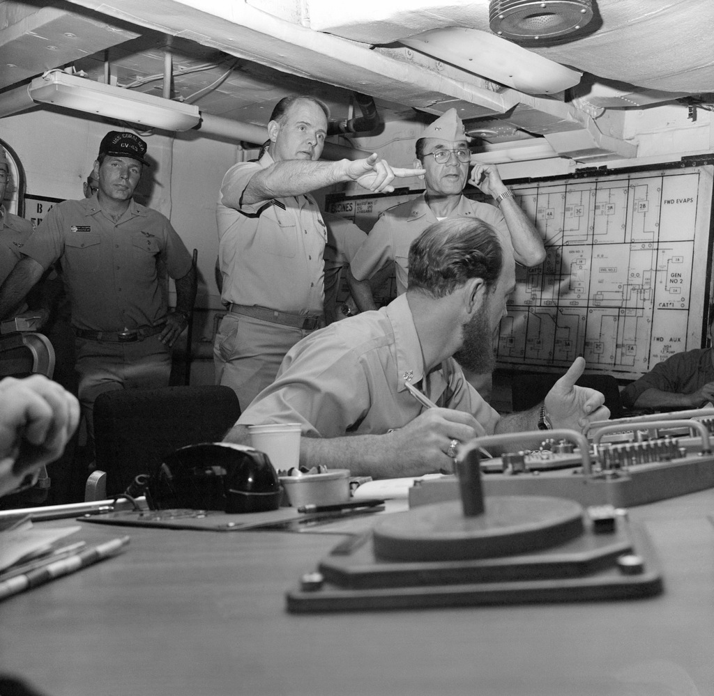 Rear Admiral Lawrence Chambers (right), commander, Carrier Group Three ...