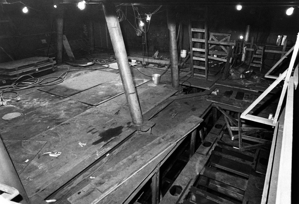 An interior view of auxiliary machine room No. 2 on the guided missile ...