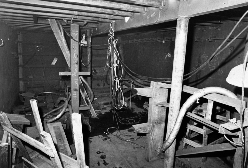 An interior view of the air conditioning room on the guided missile ...