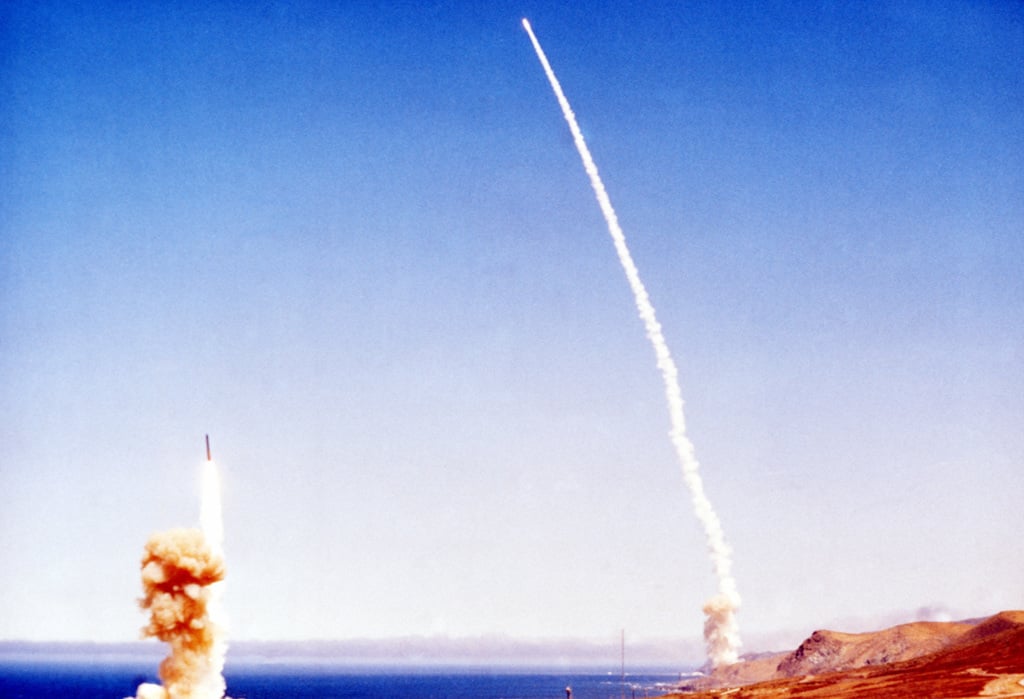 A Minuteman III Intercontinental Ballistic Missile (ICBM) Is Test Fired ...