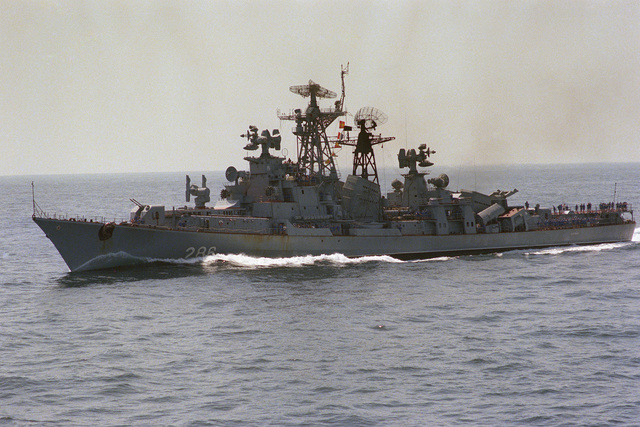 A port bow view of a Soviet Kashin class destroyer underway - NARA ...