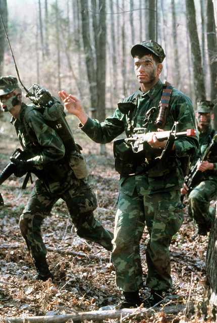 Radioman PFC J. Krippendorf and his squad leader, CPL C. Candelario ...