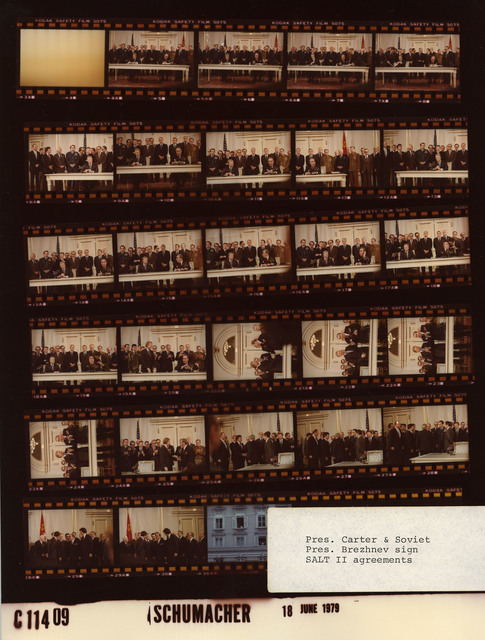 Jimmy Carter - With Soviet Union President Leonid Brezhnev, signing of ...