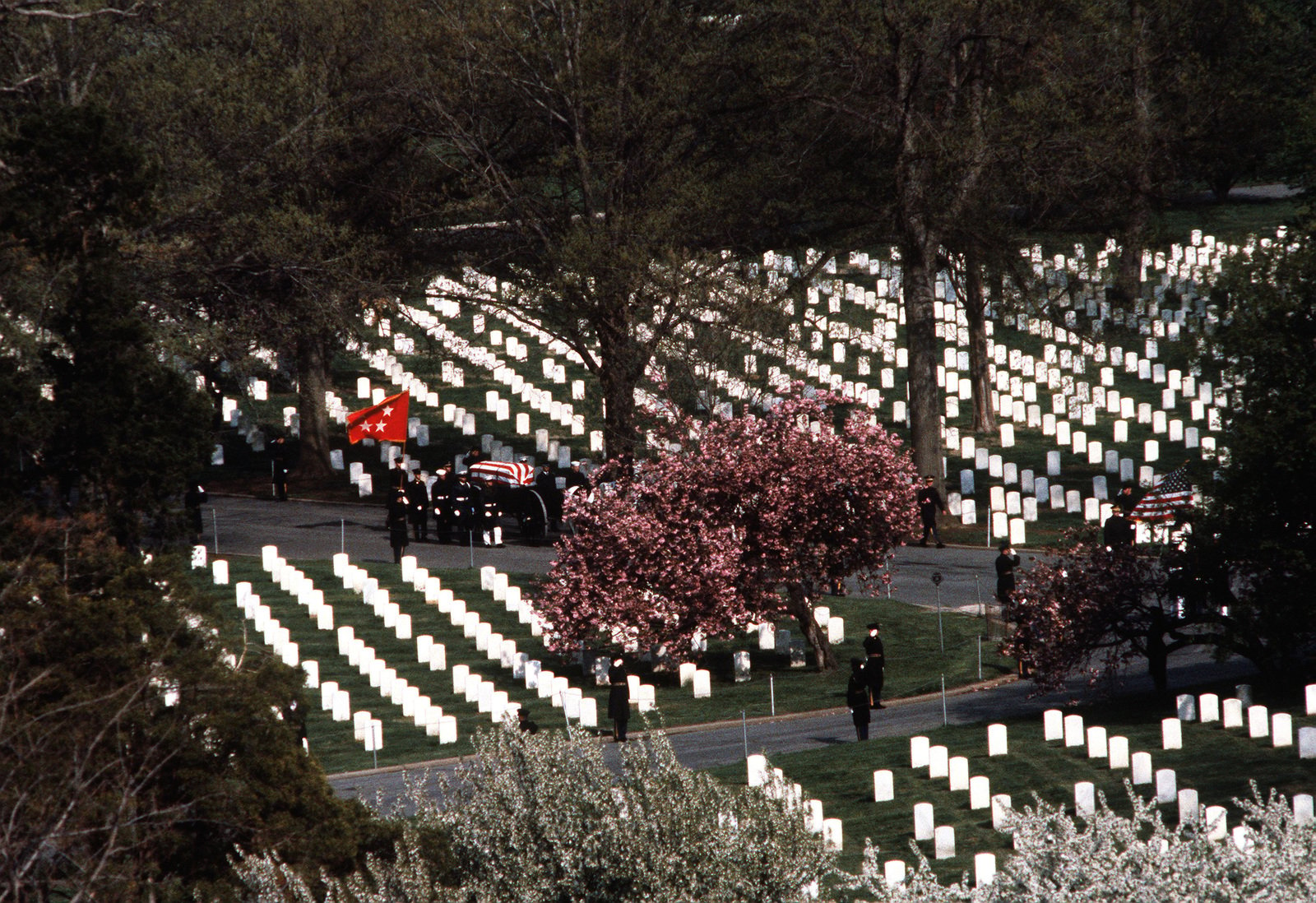 GEN Omar Bradley's casket is carried on a caisson during the funeral ...