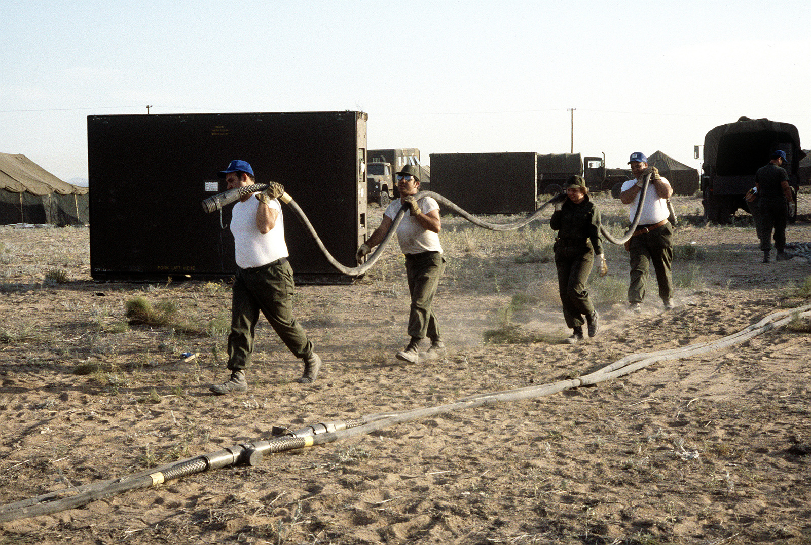 Members Of The 3rd Combat Communications Group Prepare To Set Up 0 Amp Power Cables On The Erection Site During Exercise Busy Prairie Ii U S National Archives Public Domain Image