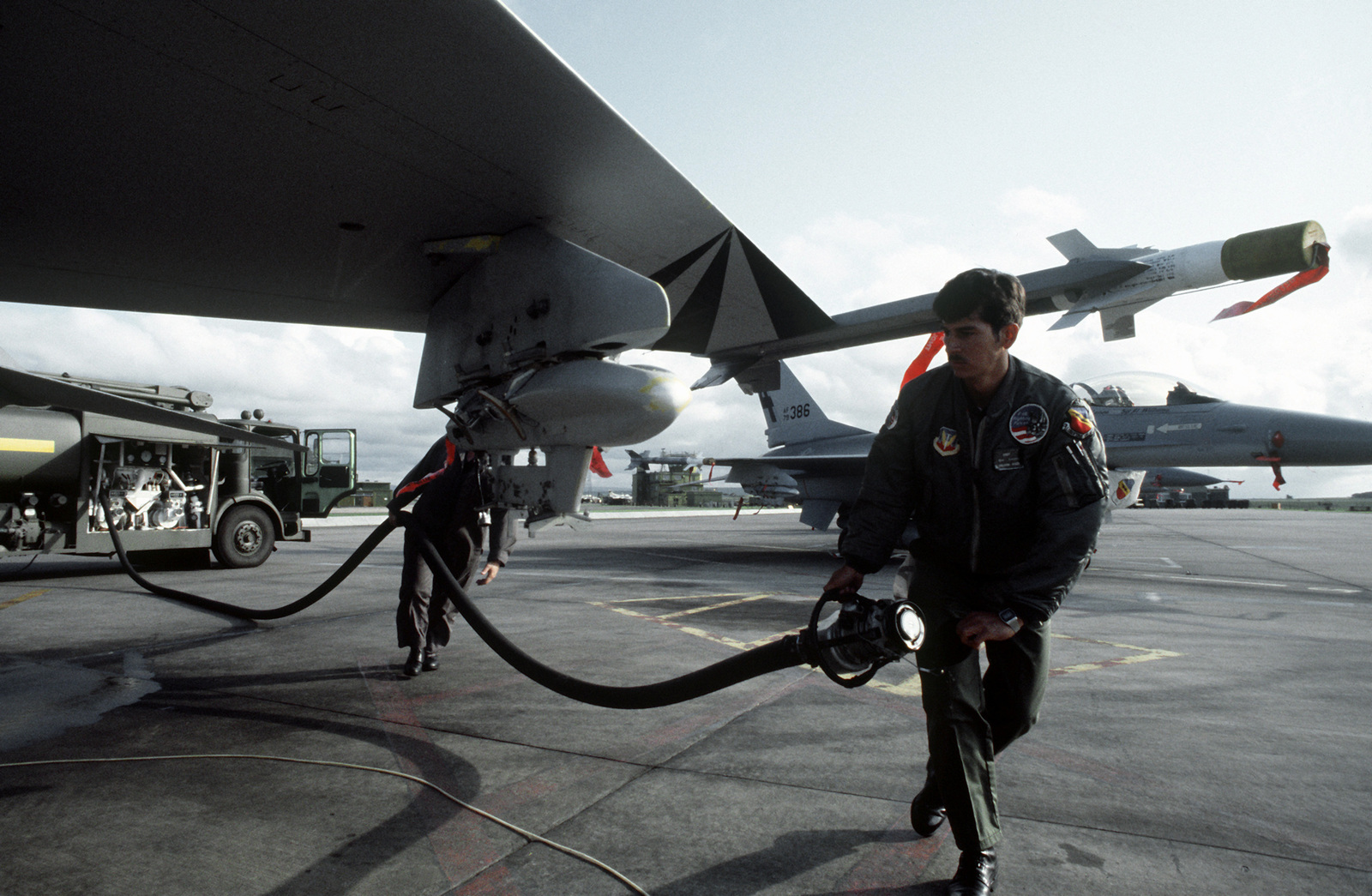 388th Tactical Fighter Wing Members Prepare To Refuel An F-16A Fighting ...