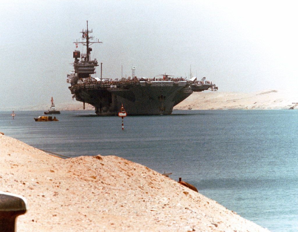 A Starboard Bow View Of The Aircraft Carrier Uss America Cv 66 As It Transits The Suez Canal Substandard Image Picryl Public Domain Image