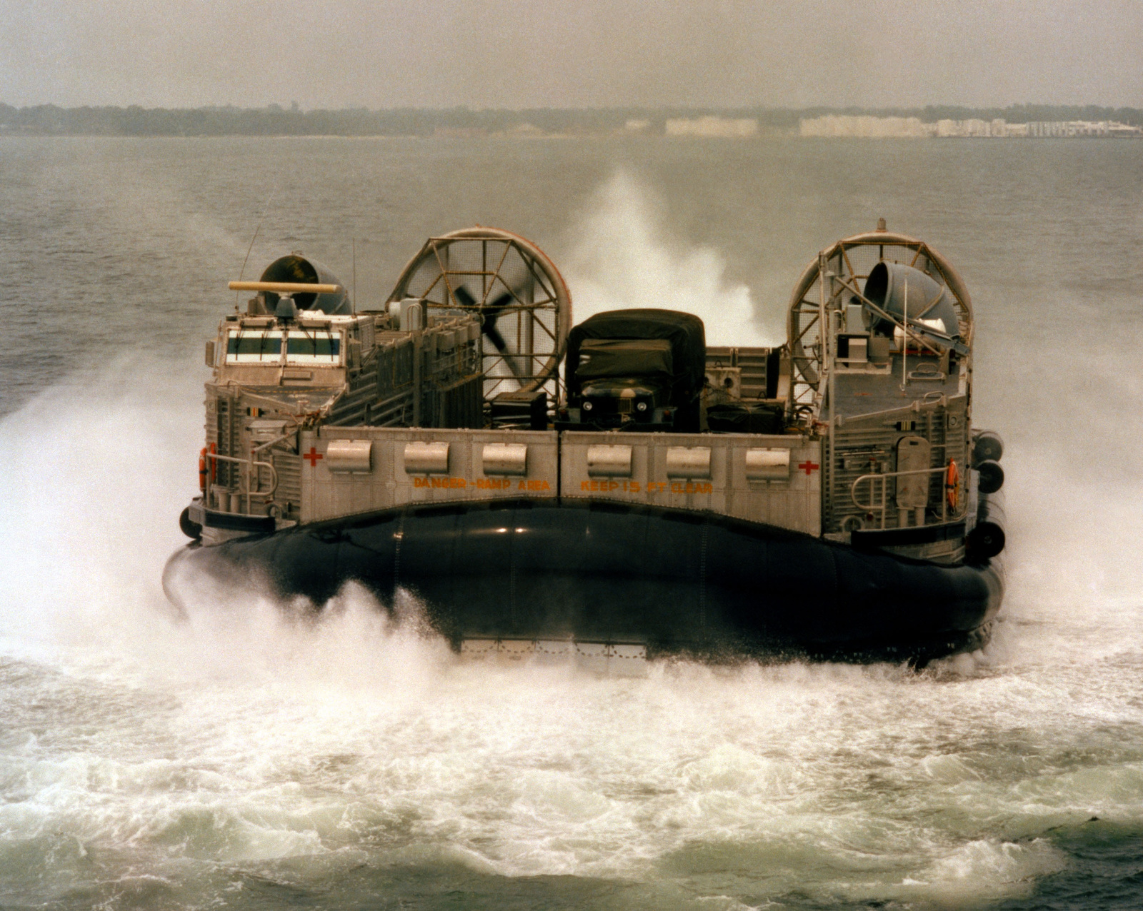 A bow view of the amphibious assault landing craft (AALC) "Jeff B